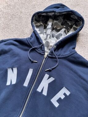 Vintage Y2K Nike Spellout Hoodie Boxy Cropped Fit Full Zip Size Large